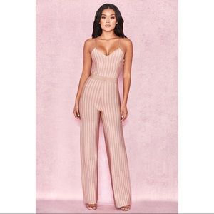 House of CB Blush Pink Striped Jumpsuit